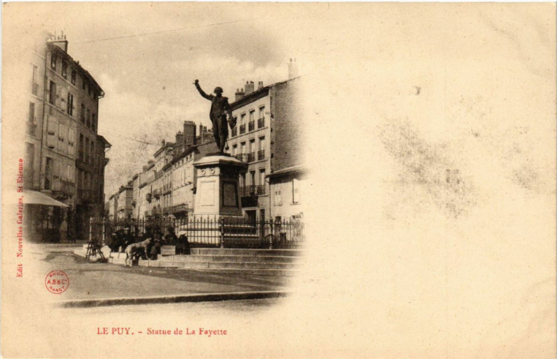 Carte postale ancienne Le Puy - Statue de La Fayette