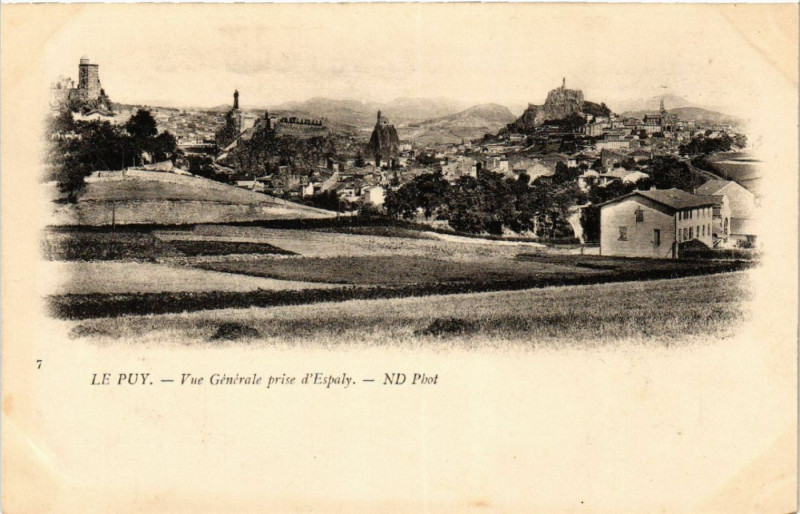 Carte postale ancienne Le Puy - Vue Generale prise d'Espaly