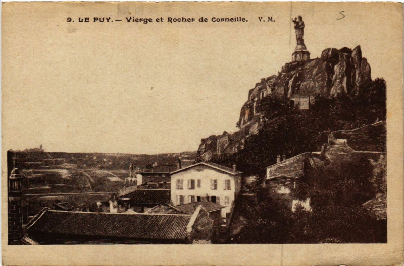 Carte postale ancienne Le Puy - Vierge et Rocher de Corneille