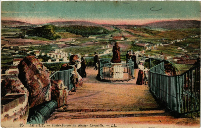 Carte postale ancienne Le Puy - Plate-forme du Rocher Corneille
