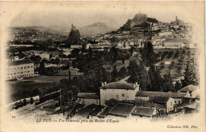 Carte postale ancienne Le Puy - Vue Generale prise du Rocher d'Espaly