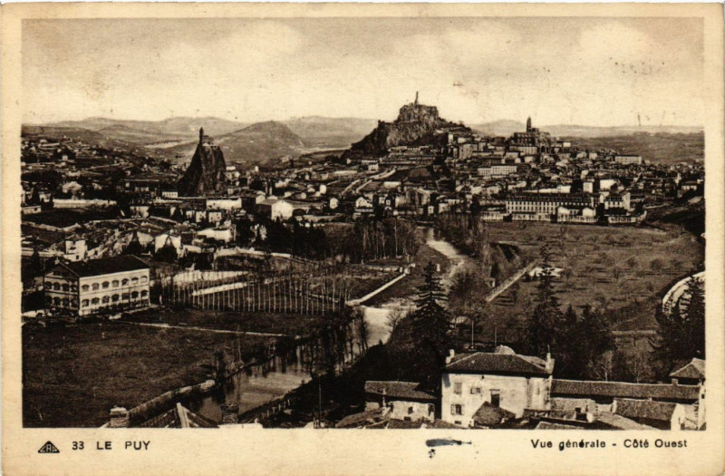 Carte postale ancienne Le Puy - Vue generale - Cote Ouest