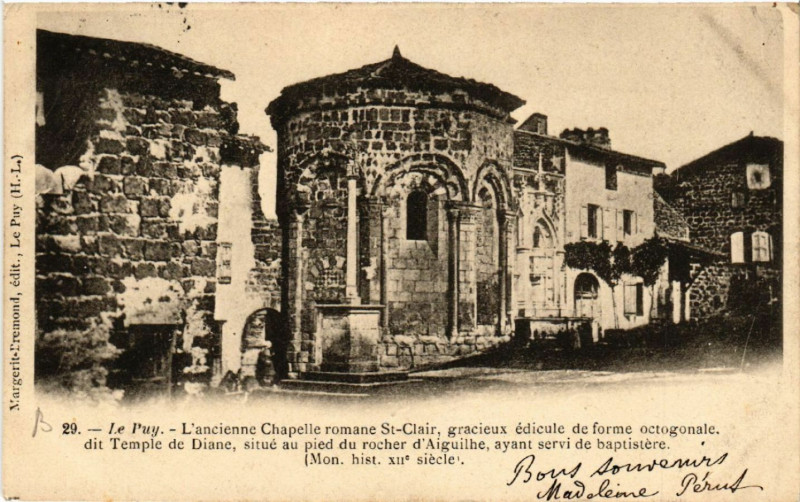 Carte postale ancienne Le Puy - L'Ancienne Chapelle romane Saint-Clair,graeieux educule de