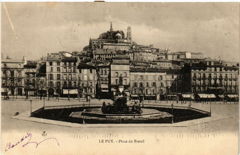 Carte postale ancienne Le Puy - Place du Breuil