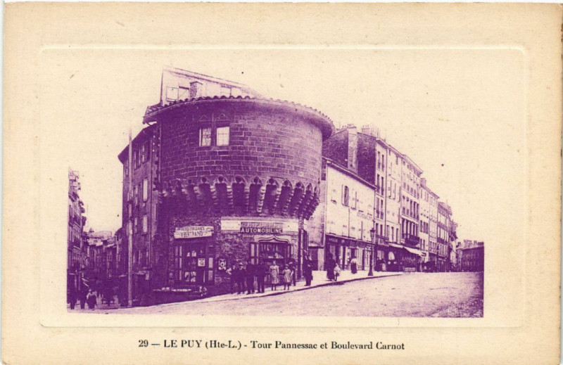 Carte postale ancienne Le Puy (Hte-L.) - Tour Pannessac et Boulevard Carnot