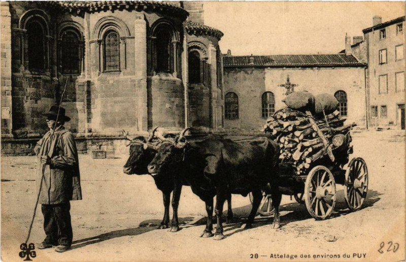 Carte postale ancienne Attelage des environs de Puy