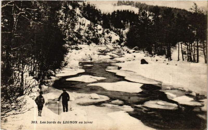 Carte postale ancienne Les bords du Lignon en hiver