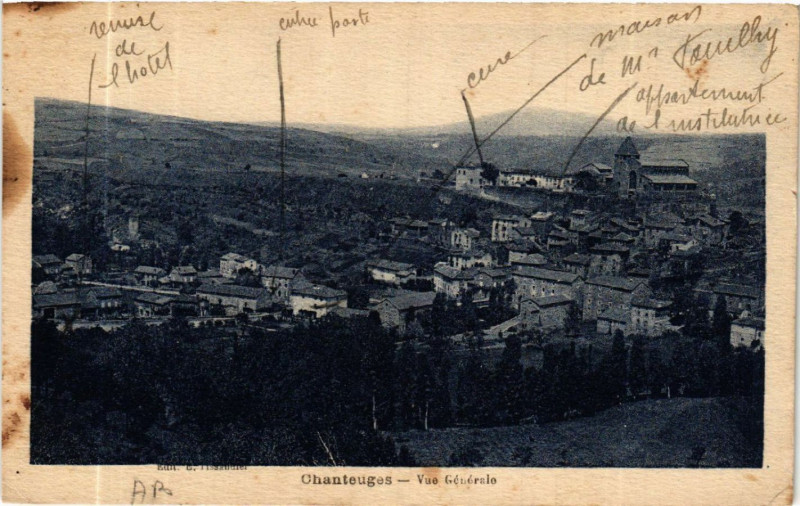 Carte postale ancienne Chanteuges - Vue générale à Chanteuges