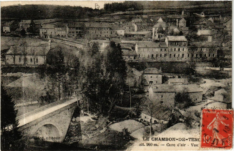 Carte postale ancienne Le Chambon-de-Tence (Hte-Loire) alt 960 m Cure d'air-Vue générale à Tence