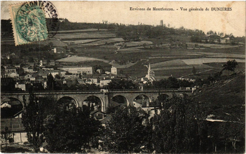 Carte postale ancienne Env. de Montfaucon - Vue générale de Dunieres à Dunières
