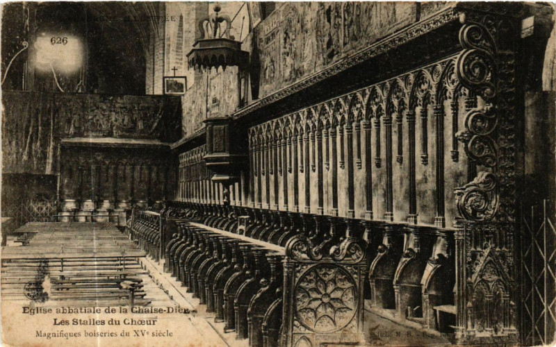 Carte postale ancienne Eglise abbatiale de la Chaise-Dieu - Les Stalles du Choeur à La Chaise-Dieu