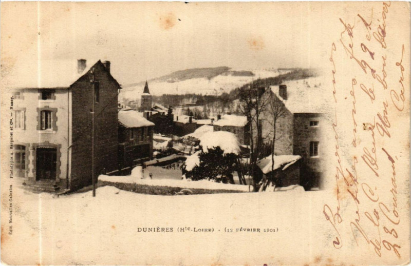 Carte postale ancienne Dunieres (Hte - Loire) - (19 Fevrier 1905) à Dunières