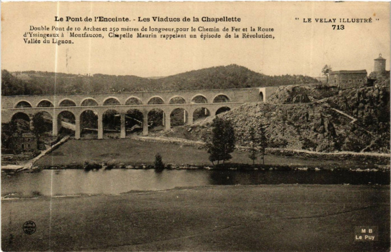 Carte postale ancienne Le Pont de l'Enceinte - Les Viaduc de la Chapellette - Double Pont