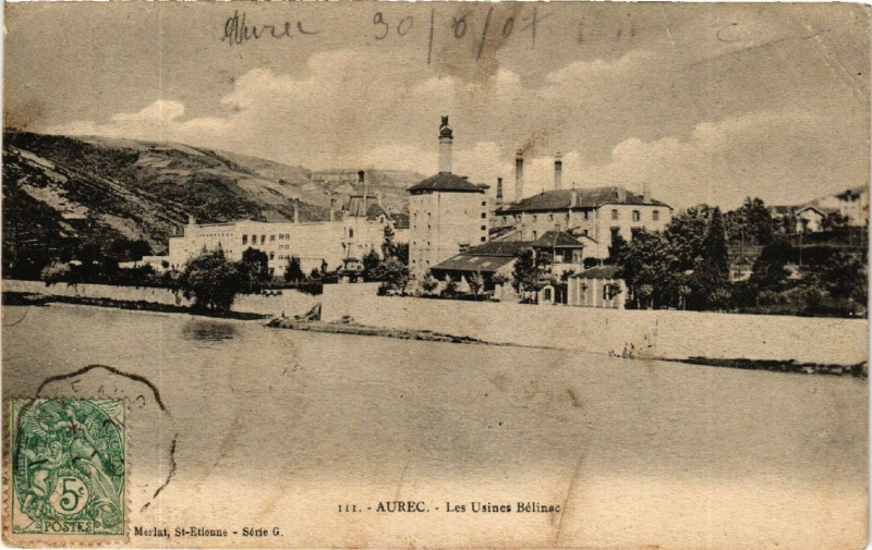 Carte postale ancienne Aurec - Les Usines Belinac