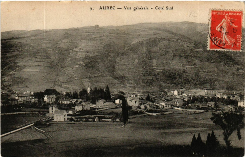 Carte postale ancienne Aurec - Vue generale - Cote Sud