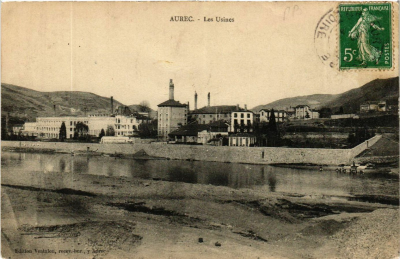 Carte postale ancienne Aurec - Les Usines