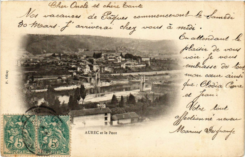 Carte postale ancienne Aurec et le Pont