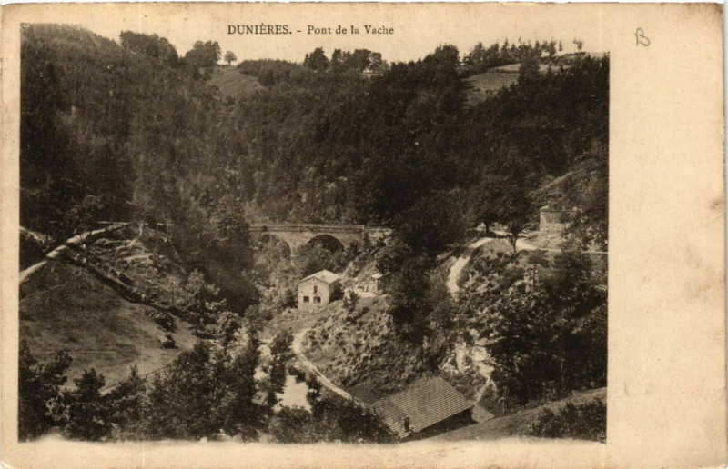 Carte postale ancienne Dunieres - Pont de la Vache à Dunières