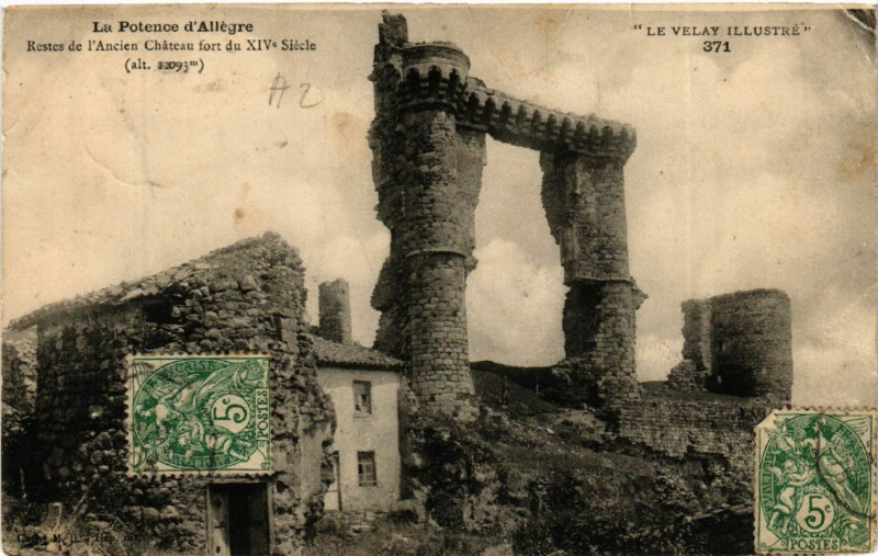 Carte postale ancienne La Potence d'Allegre - Restes de l'Ancien Chateau fort du Xiv s. à Tence