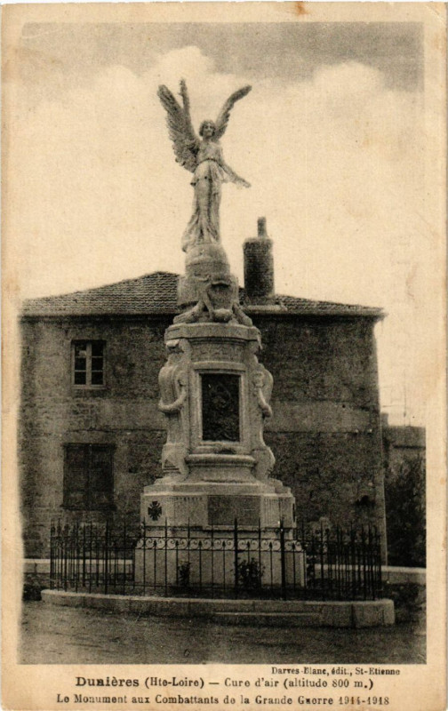 Carte postale ancienne Dunieres (Hte-Loire)-Le Monument aux Combattants de la Grande Guerr à Dunières