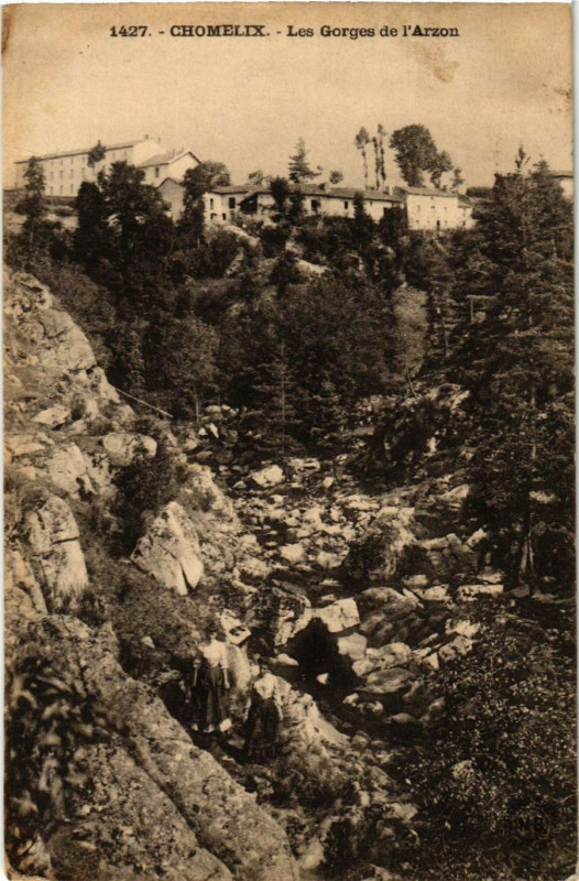 Carte postale ancienne Chomelix - Les Gorges de l'Arzon à Chomelix