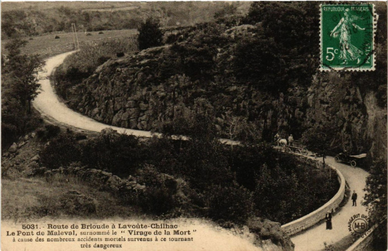 Carte postale ancienne Route de Brioude a Lavoute-Chilhac Le Pont de Maleval surnomme... à Brioude