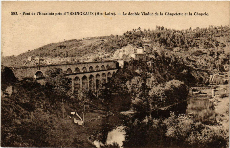 Carte postale ancienne Pont de l'Enceinte Pres d'Yssingeaux (Hte-Loire) Le double Viaduc à Yssingeaux