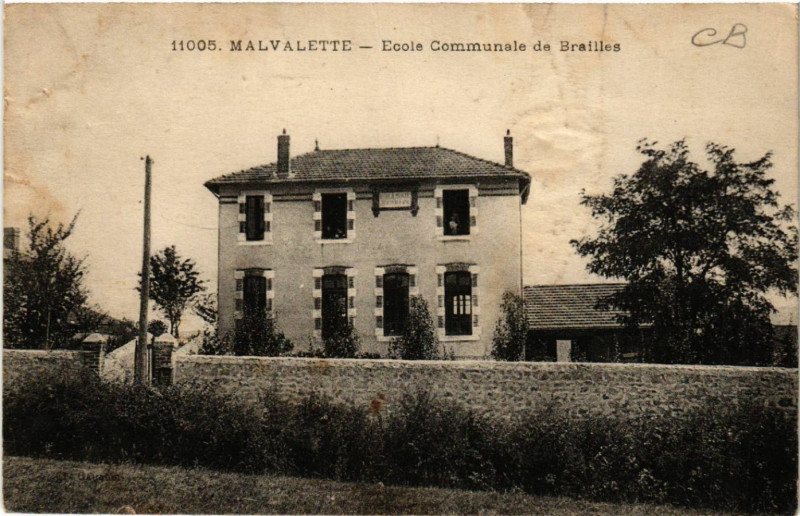 Carte postale ancienne Malvalette - Ecole Communale de Brailles à Malvalette