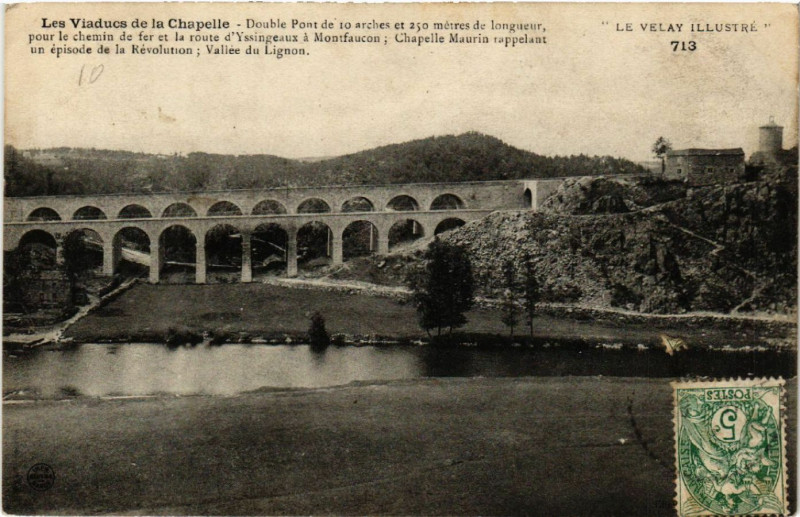 Carte postale ancienne Les Viaducs de la Chapelle Double Pont de 10 arches et 250 m de..