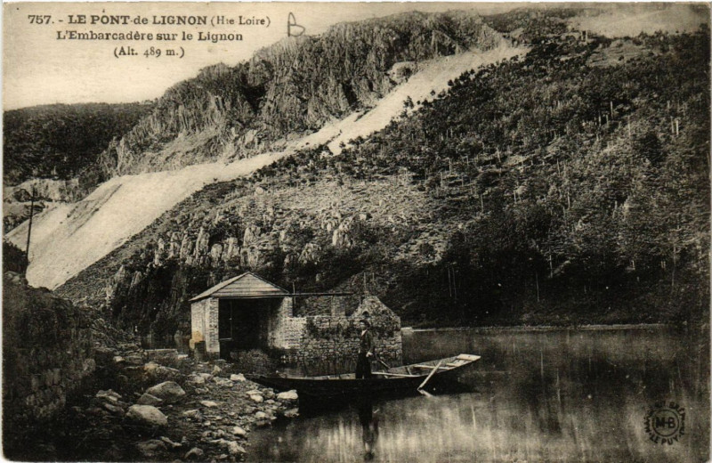 Carte postale ancienne Le Pont de Lignon (Hte-Loire) - L'Embarcadere sur le Lignon