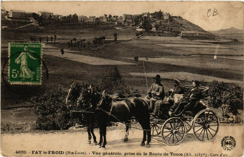 Carte postale ancienne Fay-le-Froid (Hte-Loire) - Vue générale prise de la Route de-Tence à Tence