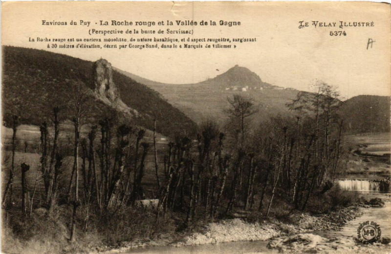 Carte postale ancienne Env. du Puy - La Roche rouge et la Vallée de la Gagne