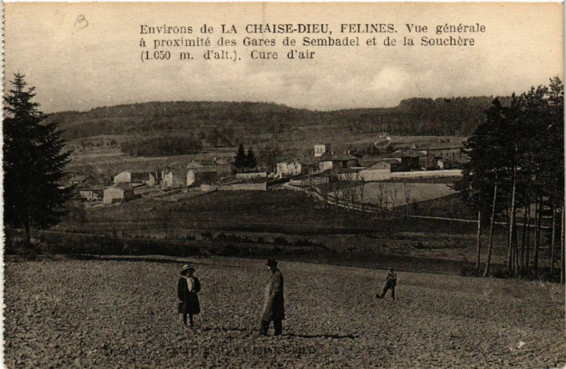 Carte postale ancienne Env. de La Chaise-Dieu Felines. Vue générale a proximite des à La Chaise-Dieu