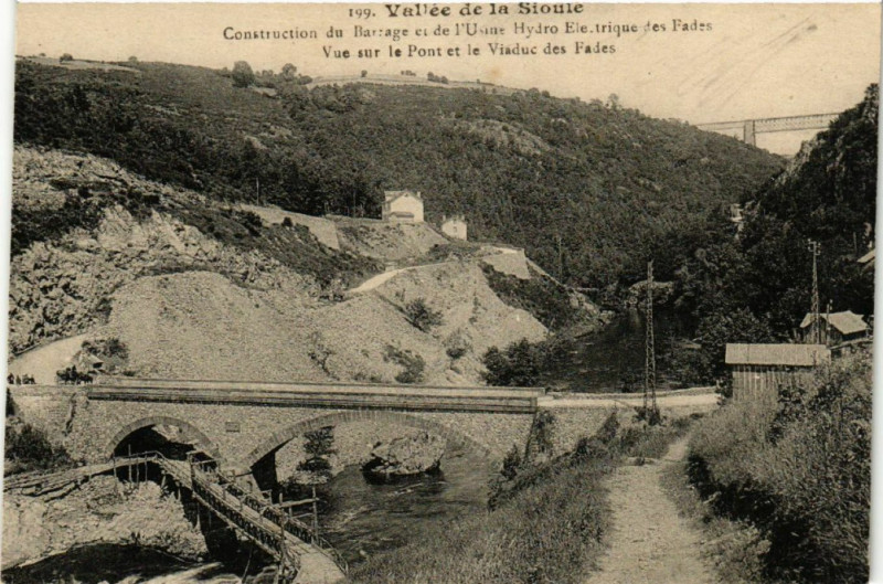 Carte postale ancienne Vallée de la Sioue - Construction du Barrage et de l'Usine Hydro..
