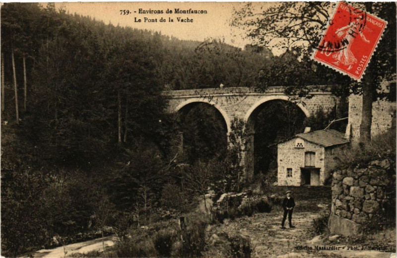 Carte postale ancienne Env. de Montfaucon - Le Pont de la Vache