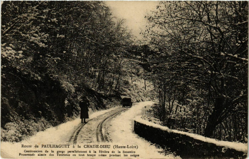Carte postale ancienne Route de Paulhaguet a la Chaise-Dieu (Haute-Loire) à Paulhaguet