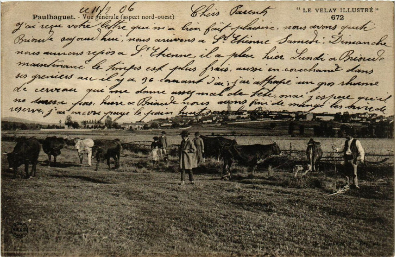 Carte postale ancienne Paulhaguet - Vue générale (aspect nord-Ouest) - Le Velay Illustre à Paulhaguet