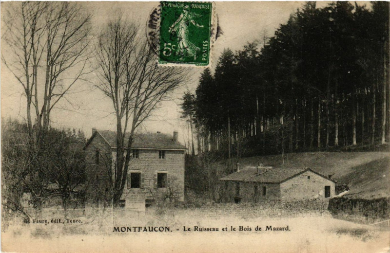 Carte postale ancienne Montfaucon - Le Ruisseau et le Bois de Mazard