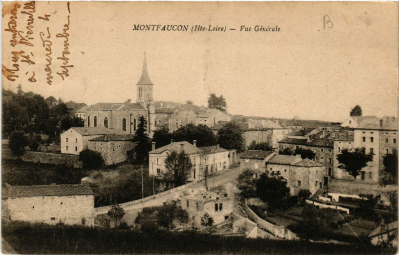 Carte postale ancienne Montfaucon (Hte-Loire) - Vue générale
