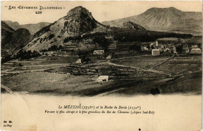 Carte postale ancienne Le Mezenc (1756 m) et la Roche de Borée (1150 m) - Versant
