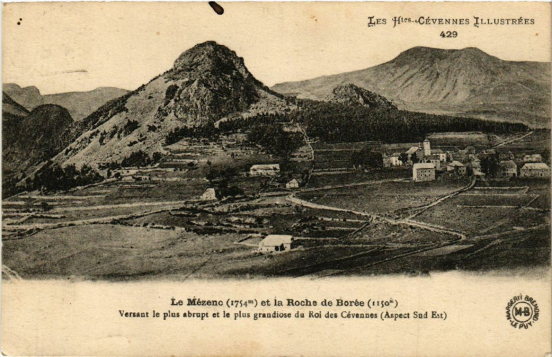 Carte postale ancienne Le Mezenc (1754 m) et la Roche de Borée (1150 m) - Versant