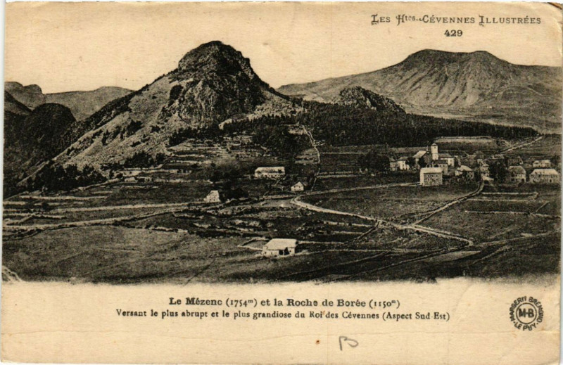 Carte postale ancienne Le Mezenc (1754 m) et la Roche de Borée (1150 m) - Versant