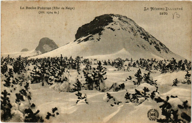 Carte postale ancienne La Roche Pointue (Effet de Neige) (Alt 1504 m) - Le Mezenc Illust.
