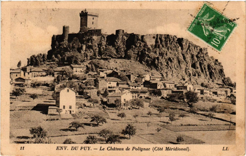 Carte postale ancienne Env. du Puy - Le Chateau du Polignac (cote Meridional) à Polignac