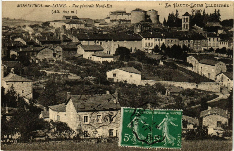 Carte postale ancienne Monistrol-sur-Loire - Vue générale Nord-Est (alt 603 m) à Monistrol-sur-Loire