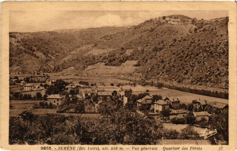 Carte postale ancienne Semene (Hte-Loire) alt 440 m - Vue générale - Quartier des Perots