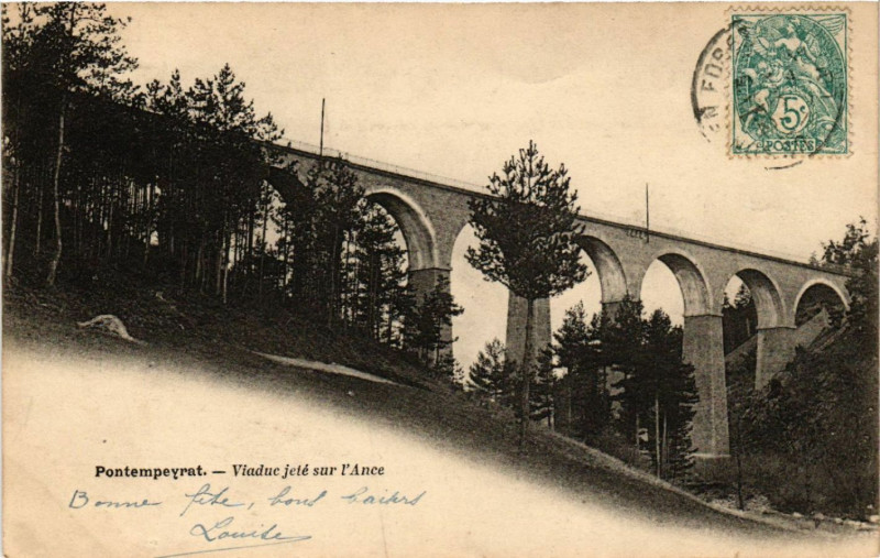 Carte postale ancienne Pontempeyrat - Viaduc jete sur l'Ance