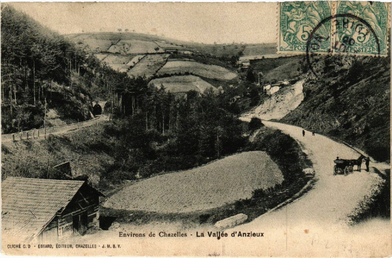 Carte postale ancienne Env. de Chazelles - La Vallée d'Anzieux à Chazelles