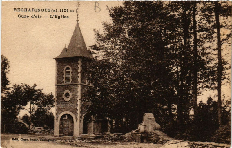 Carte postale ancienne Recharinges (alt.1101 m) - Cure d'air - L'Eglise