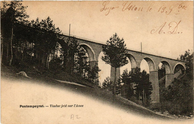 Carte postale ancienne Pontempeyrat - Viaduc jete sur l'Ance